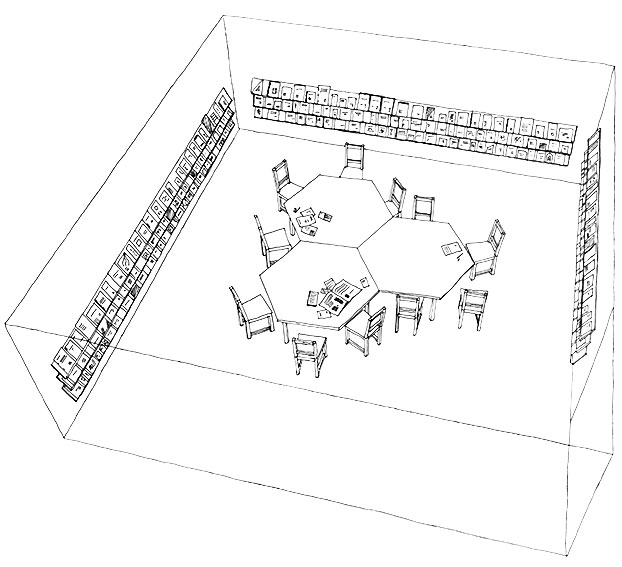 tridimensional exhibition space organization proposal, in scale